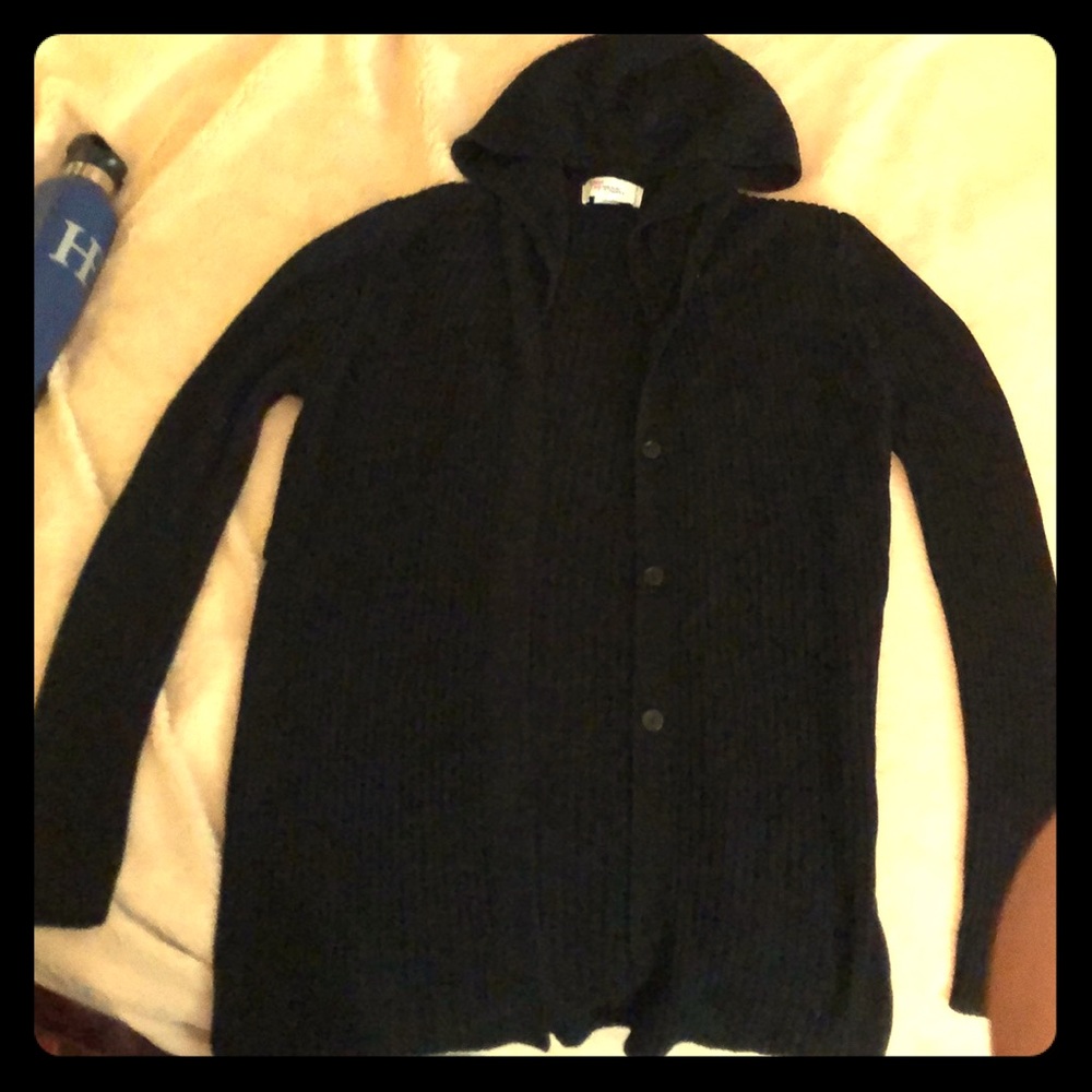 Black Hooded Cardigan- the Great American Sweater